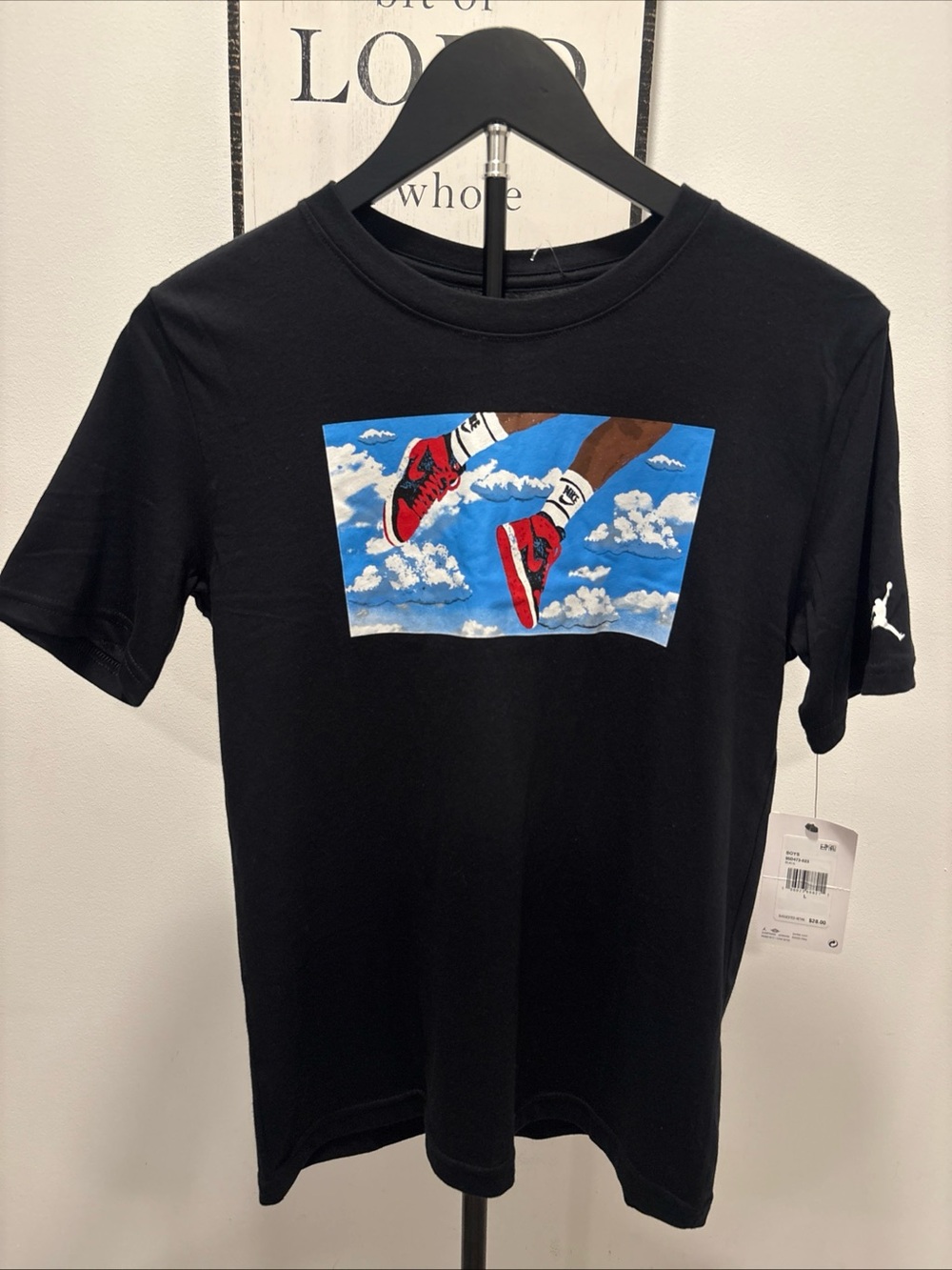 Nike Air Jordan Flight Sky-borne Black T-Shirt FZ1967-010 Size Youth Large Kids